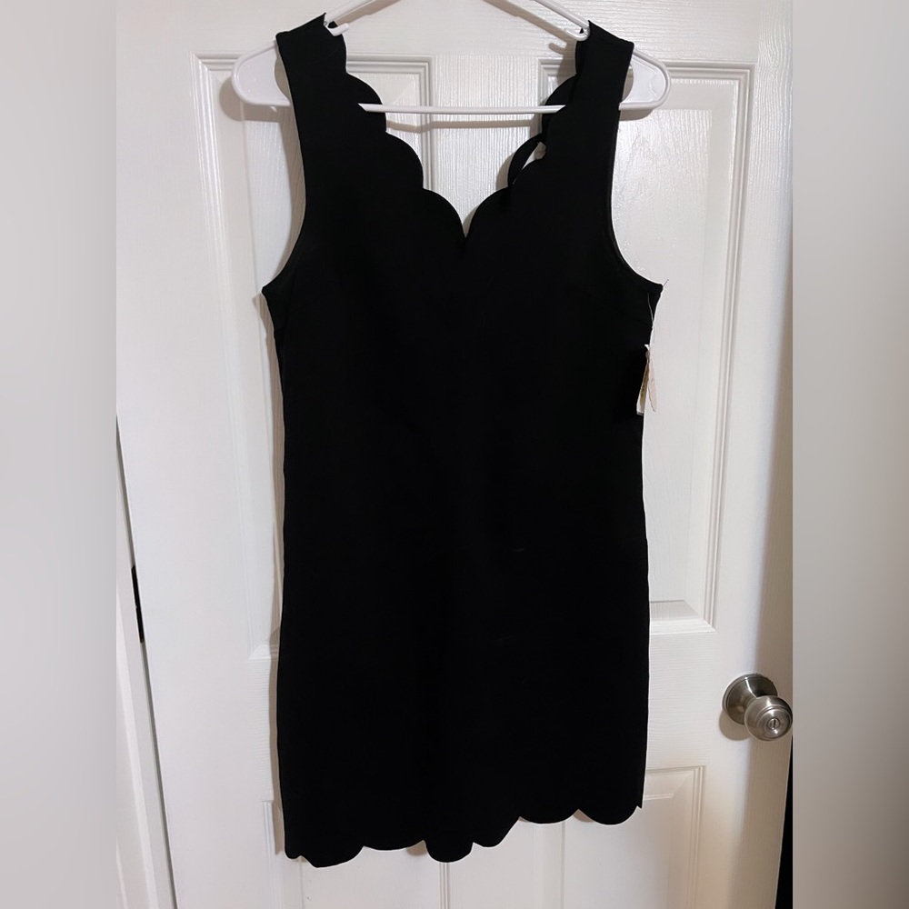 Black, v neck, mini dress